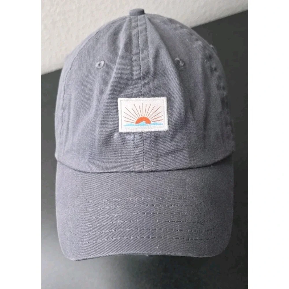 New Faherty Sun & Wave Sunwashed Baseball Hat Cap Strapback Gray Beach Pool